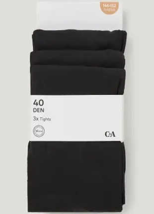 Черные капроновые колготы c&amp;a 40 den, р. 134-140