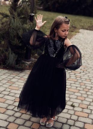 Пишне плаття плаття для дівчинки чорне плаття плаття венсдей3 фото