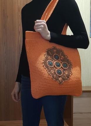Гарна жіноча сумка з аплікацією з замші. ручна робота