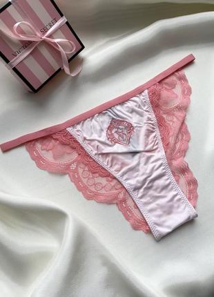 Трусики victoria’s secret very sexy оригінал, бікіні білі рожеві мереживні
