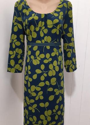 Вельветовое платье boden синего и зеленого цвета с листьями2 фото