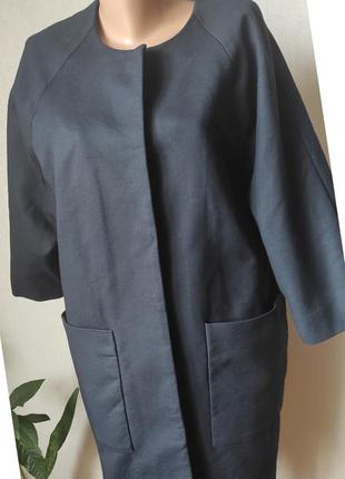 Пальто  кімоно cos.women's blue collarless coat with belt

.cos.пальто синее cos.2 фото