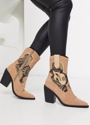 Замшевые ковбойские сапоги, казаки, ковбойки river island 39-40 размер2 фото