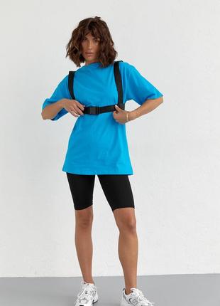 Жіночий велосипедний костюм із портупеєю — блакитний колір, l (є розміри)