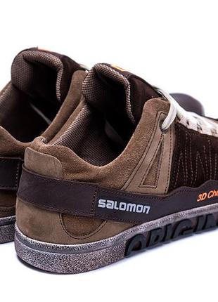 Кеды кроссовки мужские кожаные salomon brown10 фото