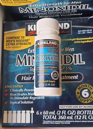 Kirkland minoxidil 5% киркланд миноксидил - упаковка (6 флаконов) лосьон для роста волос и бороды10 фото