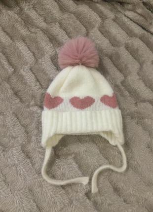 Распродажа!! новая зимняя шапка с сердечками2 фото