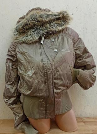 Куртка женская в стиле аляска оливковая с отливом теплая осень зима р m/l