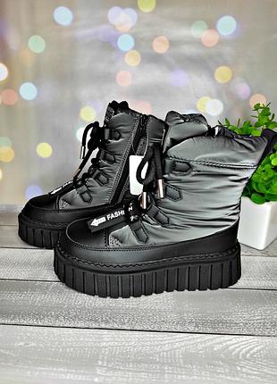 Зимові чоботи,дутики р-р 32-37 чорні, тм jong golf