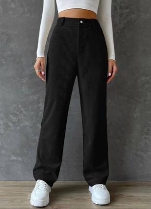 Палаццо вельветові вельвет джинси висока брюки кюлоти кльош посадка кльош класичні об‘ємні штани прямі широкі брюки кант9 фото