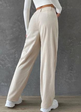 Палаццо вельветові вельвет джинси висока брюки кюлоти кльош посадка кльош класичні об‘ємні штани прямі широкі брюки кант6 фото