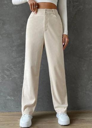 Палаццо вельветові вельвет джинси висока брюки кюлоти кльош посадка кльош класичні об‘ємні штани прямі широкі брюки кант3 фото