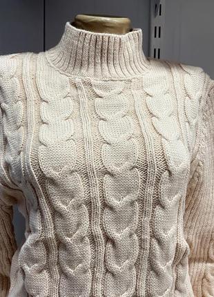 Теплий вʼязаний светр стійка з узором кольору персик 🥰🥰🥰5 фото
