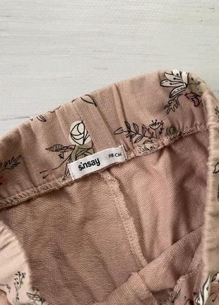 Штани штанці двохнитка трикотажні фірмові пудрові спортивні прогулянкові в квіточки  для дівчинки 92 98 см3 фото