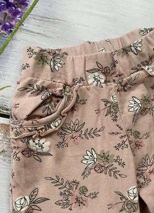 Штани штанці двохнитка трикотажні фірмові пудрові спортивні прогулянкові в квіточки  для дівчинки 92 98 см2 фото