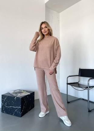 🎨3! шикарний ангоровий теплий костюм бежевый беж бежевий женский ангора ангоровый