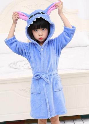 Детский халат на девочку стич махровый кигуруми кингуруми халаты детские махровые со стичем синий 110 размер2 фото