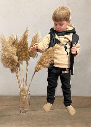 Теплий костюм на флісі трійка з жилеткою