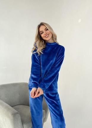 Тепла велюрова піжама для жінок 💫 жіноча велюрова тепла піжама для жінок2 фото