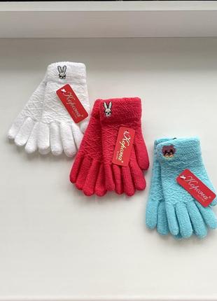 Перчатки варежки рукавицы для девочек шерсть зимние тёплые1 фото