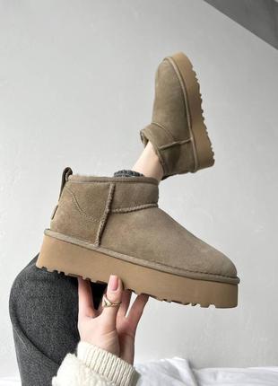 Жіночі уггі кортчневі ugg classic ultra mini platform brown