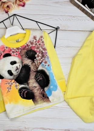 Пижама "панда желтая"на байке (теплая)