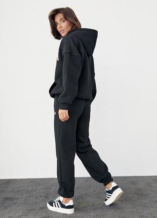Женский спортивный костюм на флисе с принтом chelsea - черный цвет, l (есть размеры)2 фото