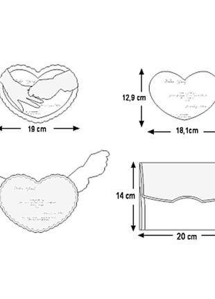 Приглашения на свадьбу в форме сердца, весільні запрошення (арт. 5364)4 фото