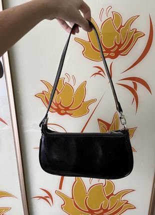 Сумка лакова багет лаковая сумочка жіноча сумка жіноча сумка женская клатч маленькая сумка червня чорна сумка багет