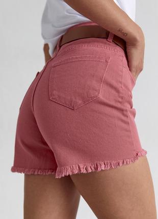 Джинсовые шорты с поясом new lenza - персиковый цвет, 28р (есть размеры)4 фото