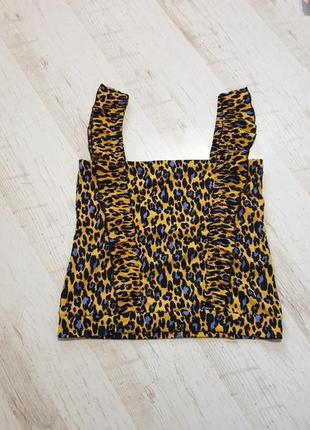 Яркий стильный топ блуза рюши леопардовый принт v by very sale4 фото