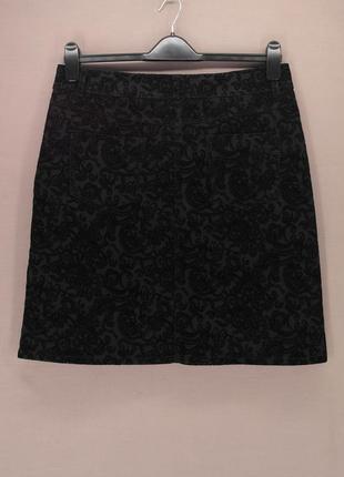 Новая брендовая джинсовая юбка "m&co" с велюровым растительным принтом. размер uk14.4 фото