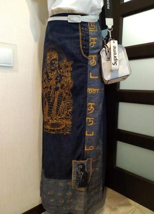 Стильная оригинальная юбка карандаш макси из качественного джинса2 фото
