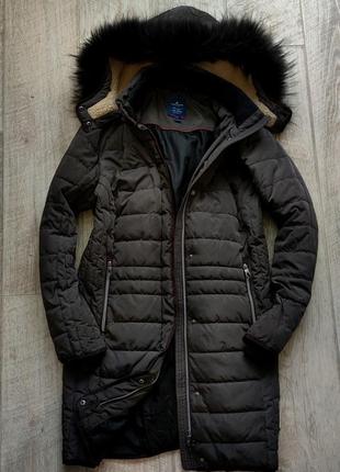 Женска теплая зимняя курточка tom taylor с капюшоном с натуральным мехом в сером цвете размер xl5 фото
