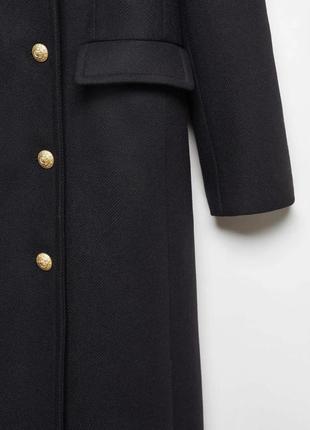 Черное длинное шерстяное пальто с золотыми пуговицами из новой коллекции mango размер s5 фото