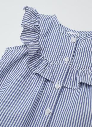Блузка для дівчинки 074 см (6-9 міс) блакитна в смужку h&m 448002 фото