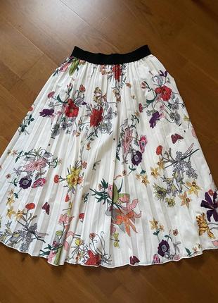 Спідниця юбка міді плісіровка в квіти3 фото