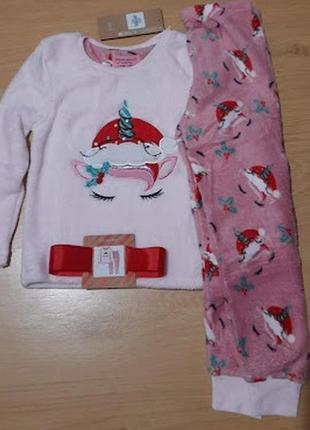 Плюшевая пижама на девочку 4-5 лет primark, піжама3 фото