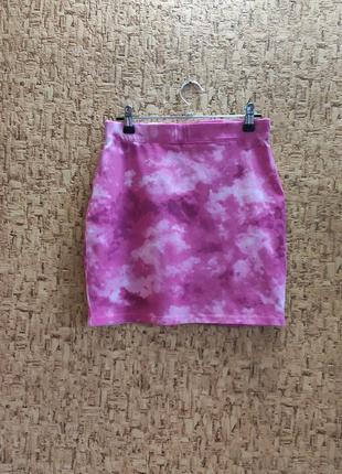 Розовая мини-юбка из переработанного хлопка tie-dye clockhouse