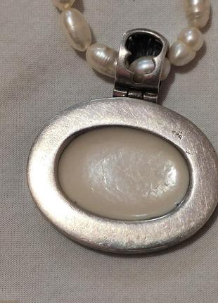 Кулон серебряный,жемчуг речной,колье винтаж4 фото