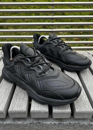 Кросівки adidas ozweego (чорні, шкіряні)