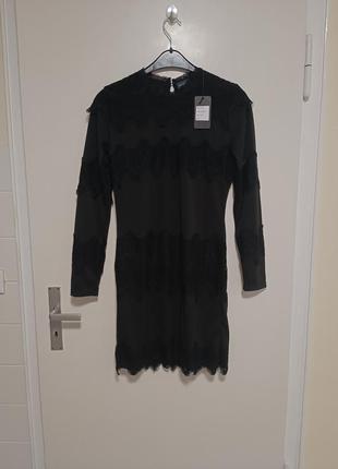 Шикарное, новое платье с кружевом, этикетками, черное2 фото