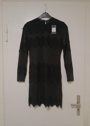Шикарное, новое платье с кружевом, этикетками, черное1 фото