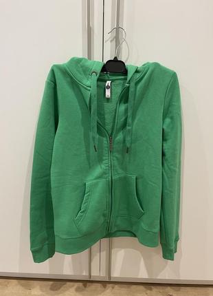 Спортивная женская теплая кофта s зеленого цвета