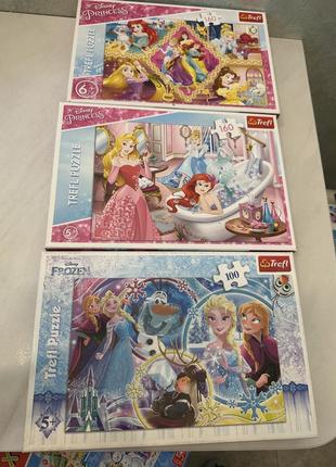 Trefl puzzle frozen, пазли princess 5+,6+, пазли 100 и 160 деталей