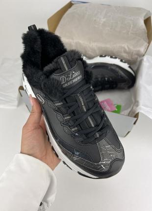 Кроссовки skechers d'lites 1.0 896048 blk black, оригинальные кроссовки скейчерс на меху кожа2 фото