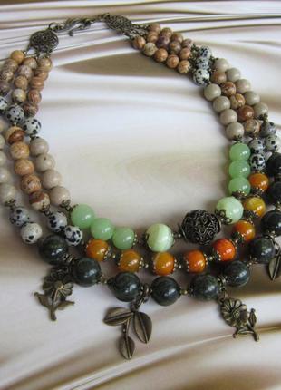 Ожерелье из яшмы, агата, змеевик " краски осени"4 фото