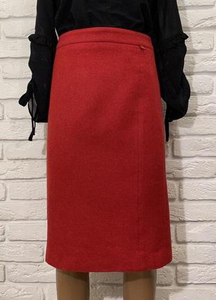 Bogner, шерстяная юбка, миди, премиум класса, красная, прямая, оригинал3 фото
