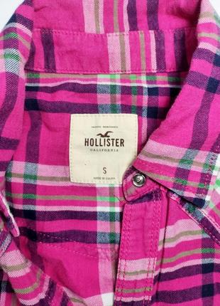 Рубашка женская розового цвета в клетку хлопок от бренда hollister s4 фото