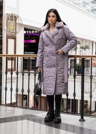 Пальто жіноче стьобане зимове тепле, з капюшоном, бренд, індиго8 фото